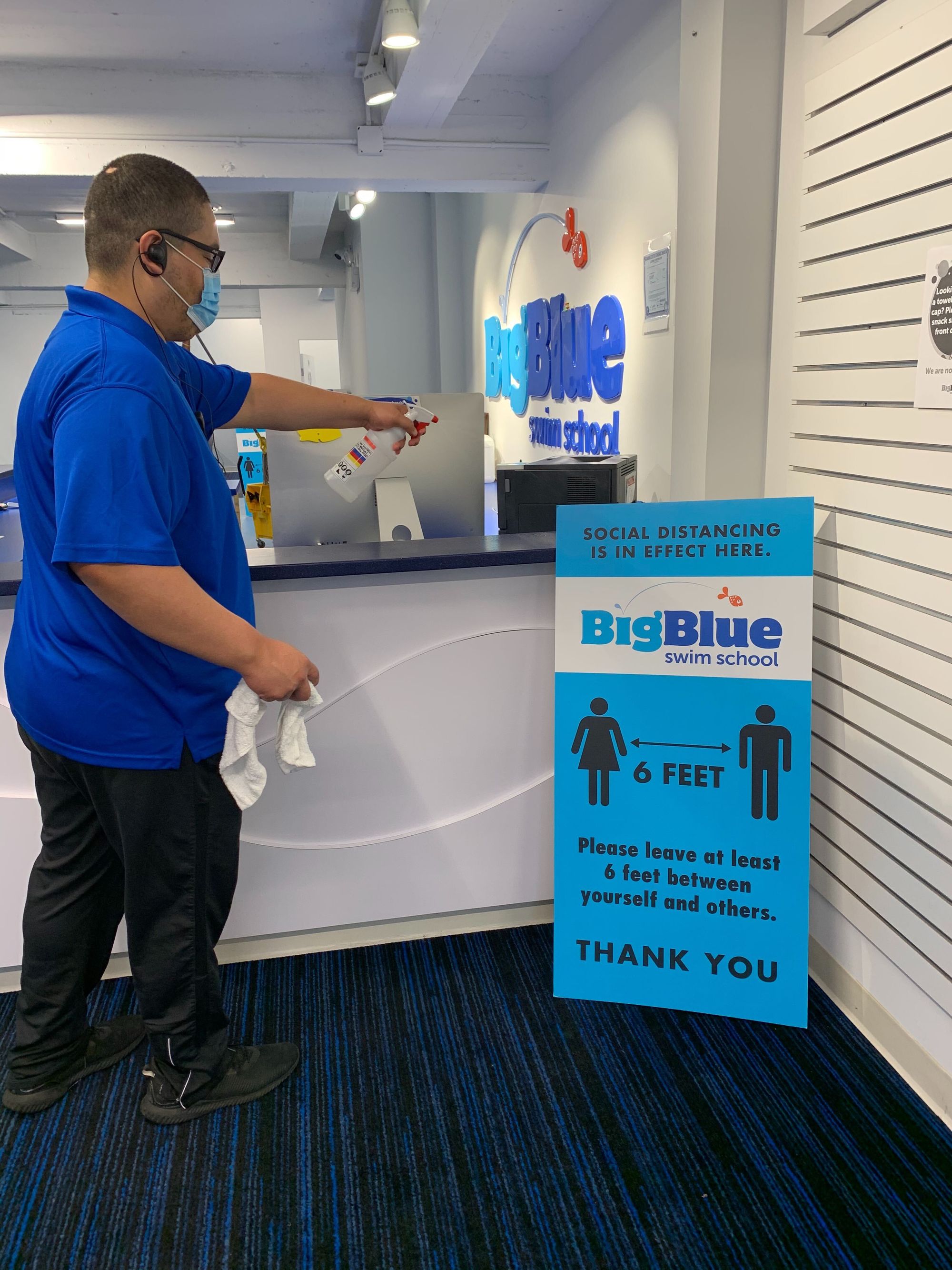 Big Blue staff members disinfect all high touch surfaces every 30 minutes