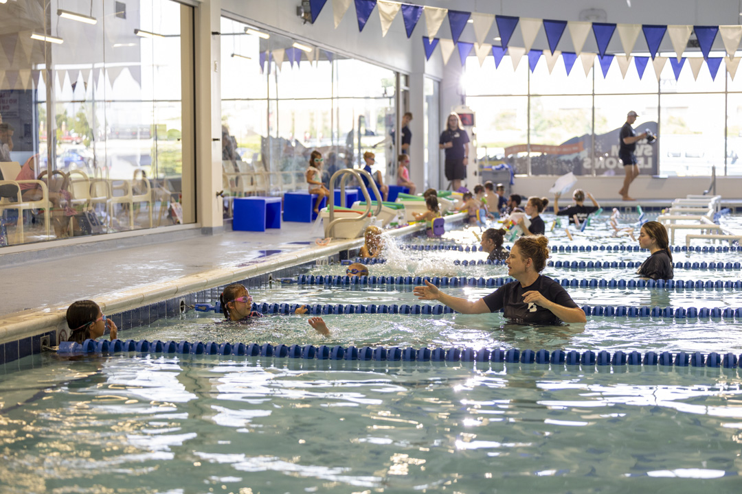 Kids Finishing A Lesson At Big Blue Swim School